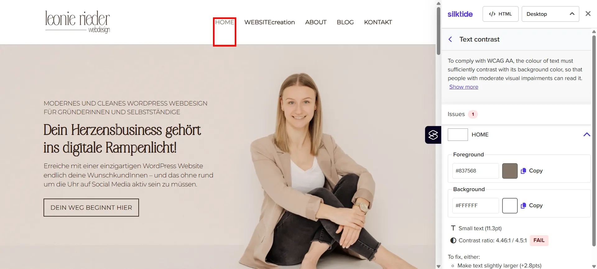 Screenshot-silktide-Prüfung-Barrierefreiheit